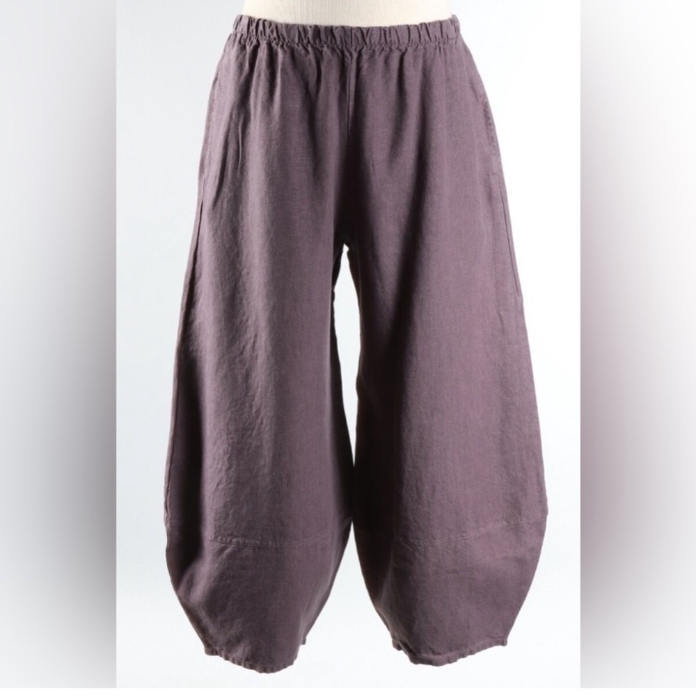 Bryn Walker Grey Wide-Leg Barrel Linen Pants